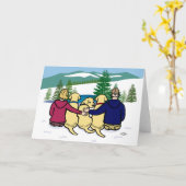 Drei gelbe Laboratorien und Eltern Karte (Gelbe Blume)