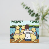 Drei gelbe Labradore und Mama Postkarte (Stehend Vorderseite)
