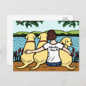 Drei gelbe Labradore und Mama Postkarte (Vorne/Hinten)