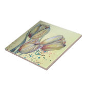 Drei gelbe Tulpen-Bouquet Fliese (Seite)