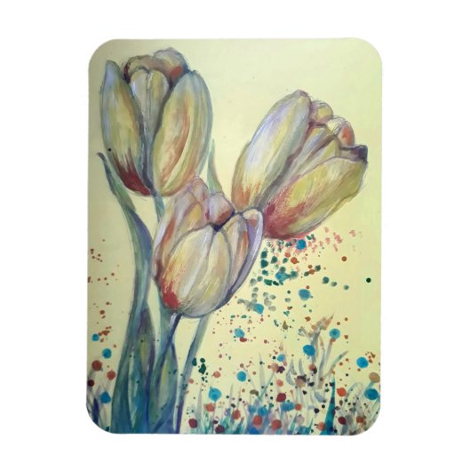 Drei gelbe Tulpen-Bouquet Magnet (Vertikal)