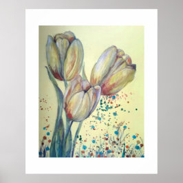Drei gelbe Tulpen-Bouquet Poster