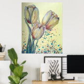 Drei gelbe Tulpen-Bouquet Poster (Heimbüro)