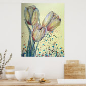 Drei gelbe Tulpen-Bouquet Poster (Küche)