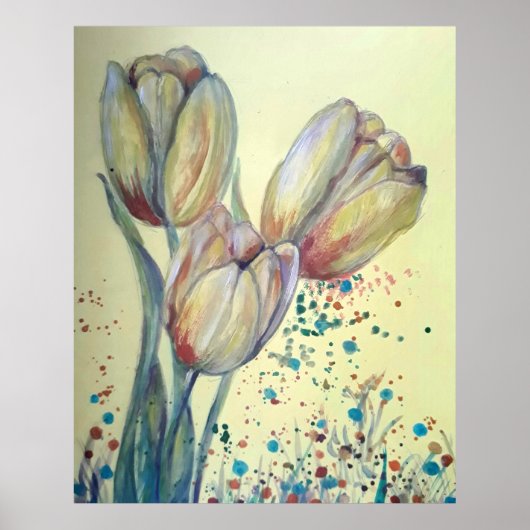 Drei gelbe Tulpen-Bouquet Poster (Vorne)