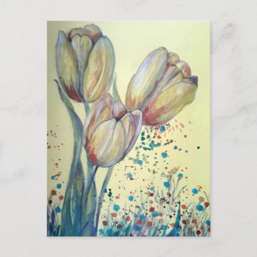 Drei gelbe Tulpen-Bouquet Postkarte (Vorderseite)