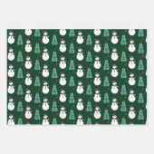 Drei Gemusterte Snowman-Designs Geschenkpapier Set (Vorderseite 3)