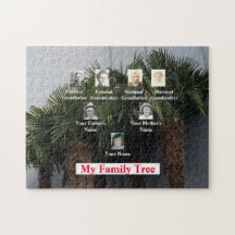 Drei-Generation-Familienbaum mit Palmen