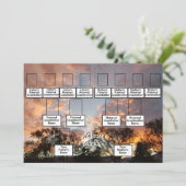 Drei-Generation-Foto-Baumreihe mit Orange Sunse Einladung (Stehend Vorderseite)