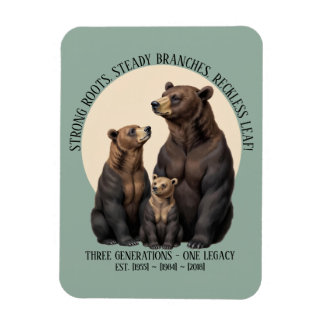 Drei-Generationen-Familienbaum-Folk-Art-Bär-Magnet Magnet