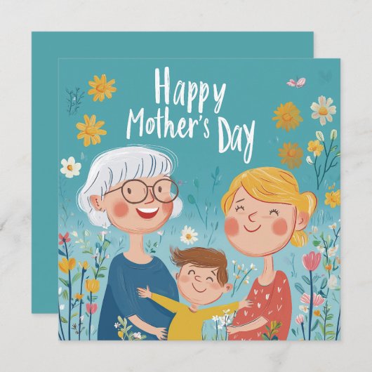 Drei Generationen Muttertagskarte Feiertagskarte (Vorne/Hinten)