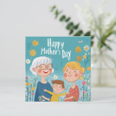 Drei Generationen Muttertagskarte Feiertagskarte (Stehend Vorderseite)