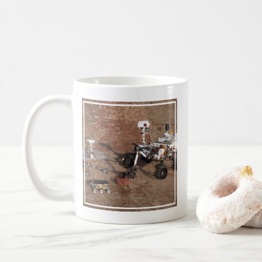 Drei Generationen von Mars-Rover. Kaffeetasse (Mit Donut)
