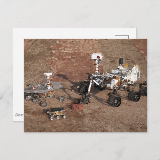 Drei Generationen von Mars-Rover. Postkarte (Vorne/Hinten)