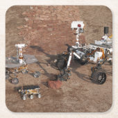 Drei Generationen von Mars-Rover. Rechteckiger Pappuntersetzer (Vorderseite)