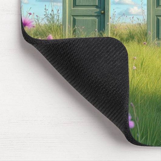 Drei geschlossene Türen in einem Feld Wildblume Mousepad (Ecke)