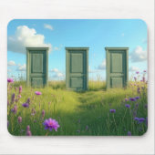 Drei geschlossene Türen in einem Feld Wildblume Mousepad (Vorne)