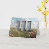 Drei geschlossene Türen zum Nachdenken Karte (Gelbe Blume)