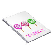 Drei geschwungene Lolly Pops SpiralNotebook Notizblock (Rechte Seite)