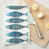 Drei gestreifte Fische Geschirrtuch (Viertel Falte)