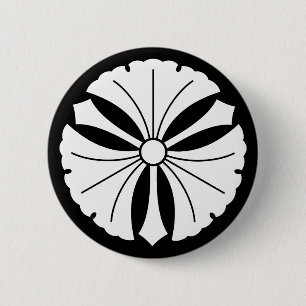 Drei Ginkgo-Blätter mit Schwertern Button