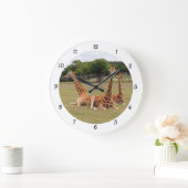 Drei Giraffen bei Fossil Rim Wall Clack Große Wanduhr (Zuhause)