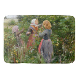 Drei Girls Picking BlackBerry (von Brendekilde) Badematte