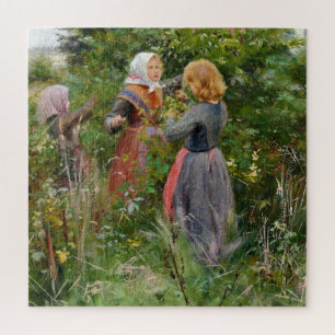 Drei Girls Picking BlackBerry (von Brendekilde) Puzzle