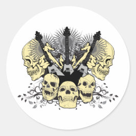 Drei Gitarren mit Skulls Runder Aufkleber