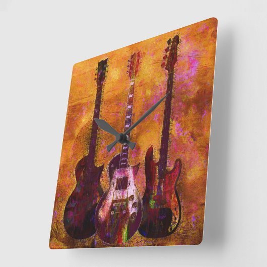 Drei Gitarren Quadratische Wanduhr (Winkel)