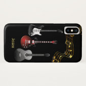 Drei Gitarren und Musiknoten, Name Case-Mate iPhone Hülle (Rückseite (Horizontal))