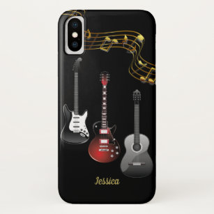 Drei Gitarren und Musiknoten, Name Case-Mate iPhone Hülle