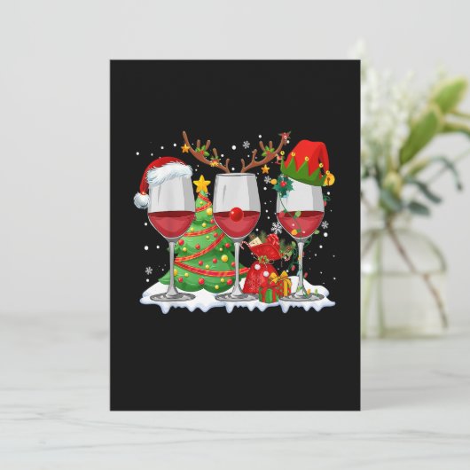 Drei Glas Rotwein Funny Xmas Drinker Weihnachten Save The Date (Stehend Vorderseite)