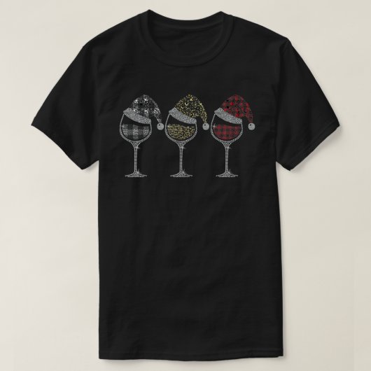 Drei Gläser Buffalo Kariert Wein Weihnachten Weihn T-Shirt (Design vorne)