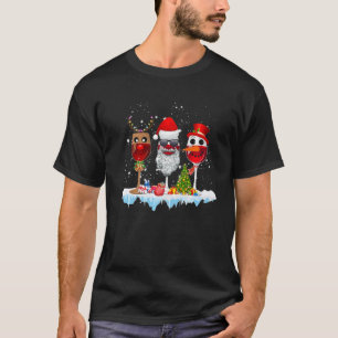 Drei Gläser Weihnachtsleuchten Weihnachtsmannmütze T-Shirt