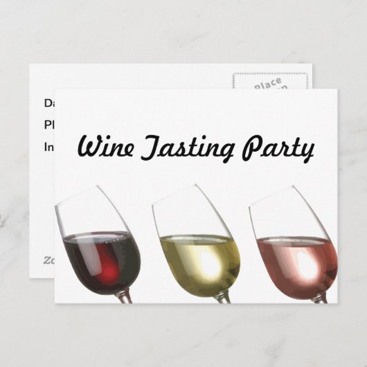 Drei Gläser Wein Einladung (Vorne/Hinten)