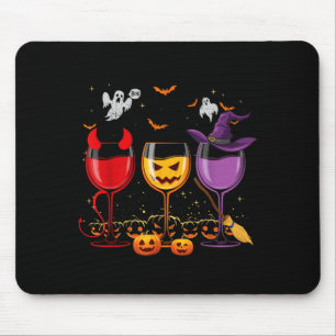 Drei Gläser Wein Lustiger Halloween-Weinliebhaber Mousepad
