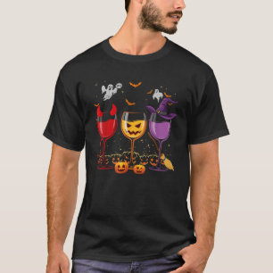 Drei Gläser Wein Lustiger Halloween-Weinliebhaber T-Shirt