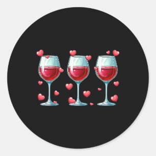 Drei Gläser Wein Valentine's Day Couple Funny Dr. Runder Aufkleber