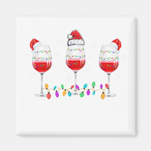 Drei Gläser Weinweihnachtsbeleuchtung Weihnachtsma Magnet