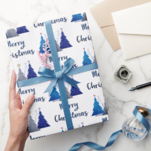 Drei Glitzer Weihnachtsbaum mit Stern-Merry Geschenkpapier