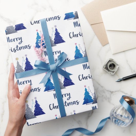 Drei Glitzer Weihnachtsbaum mit Stern-Merry Geschenkpapier (Schenken)