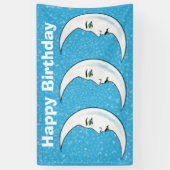 Drei glückliche Birthday White Crescent Moon Faces Banner (Vertikal)