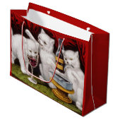 Drei glückliche Kätzchen am Fest Große Geschenktüte (Vorderseite Schrägansicht)