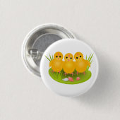 Drei glückliche Ostergelbe Hühner Button (Vorne & Hinten)