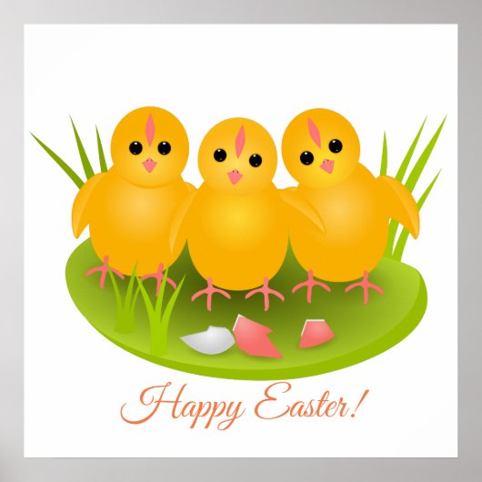 Drei glückliche Ostergelbe Hühner Poster (Vorne)