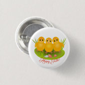 Drei glückliche Ostergelbe Küken Button (Vorne & Hinten)