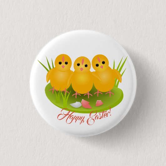 Drei glückliche Ostergelbe Küken Button (Vorderseite)