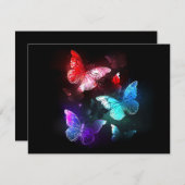 Drei glühende Schmetterlinge im Hintergrund Ankündigung (Vorne/Hinten)