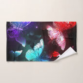 Drei glühende Schmetterlinge im Hintergrund Badhandtuch Set (Handtuch)